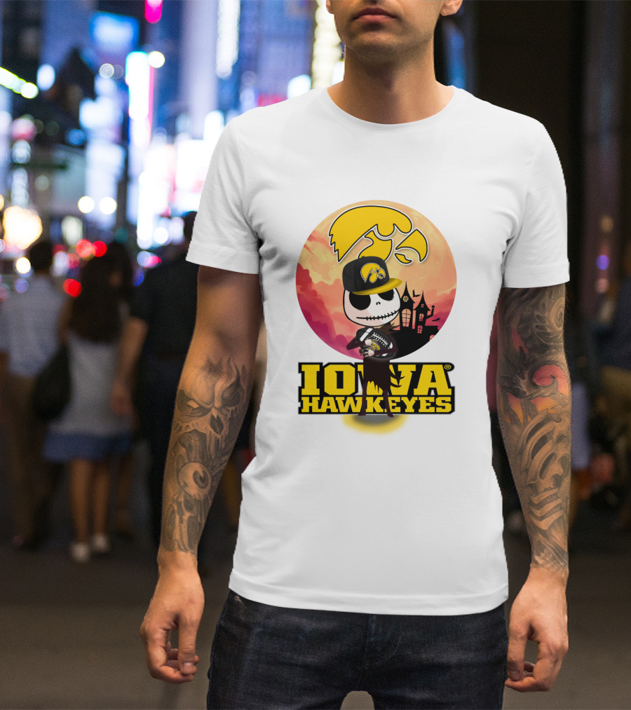 Iowa Hawkeyes Halloween Skull T-Shirt