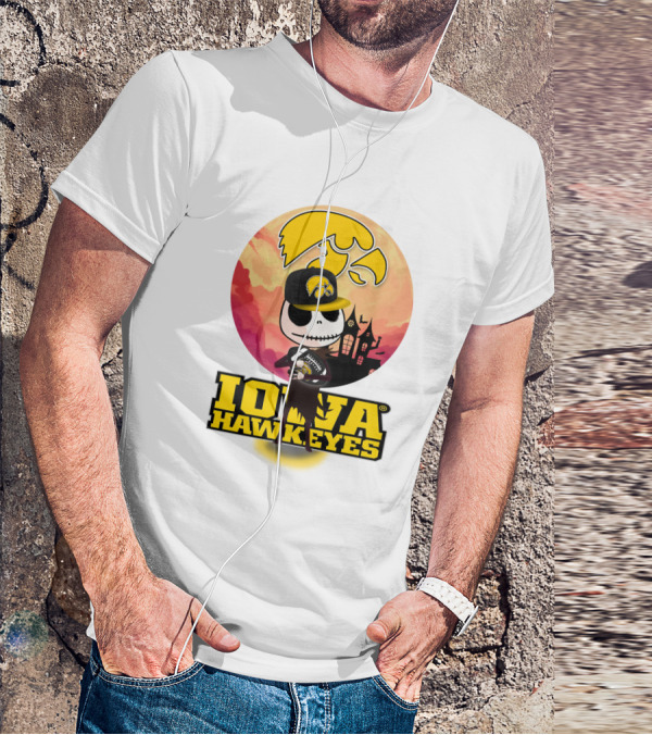 Iowa Hawkeyes Halloween Skull T-Shirt