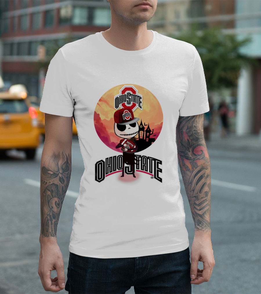 Ohio State Skeleton Character With Hat And Scarf T-Shirt