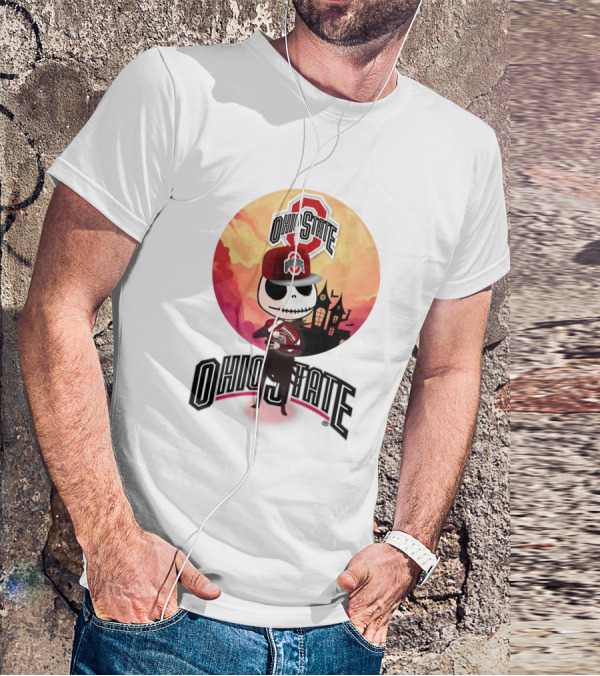 Ohio State Skeleton Character With Hat And Scarf T-Shirt