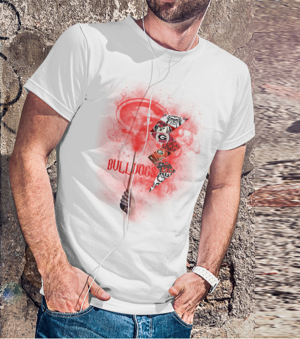 Georgia Bulldogs Logo 60 Dawgs Hand Holding Red Smoke Wand T-Shirt