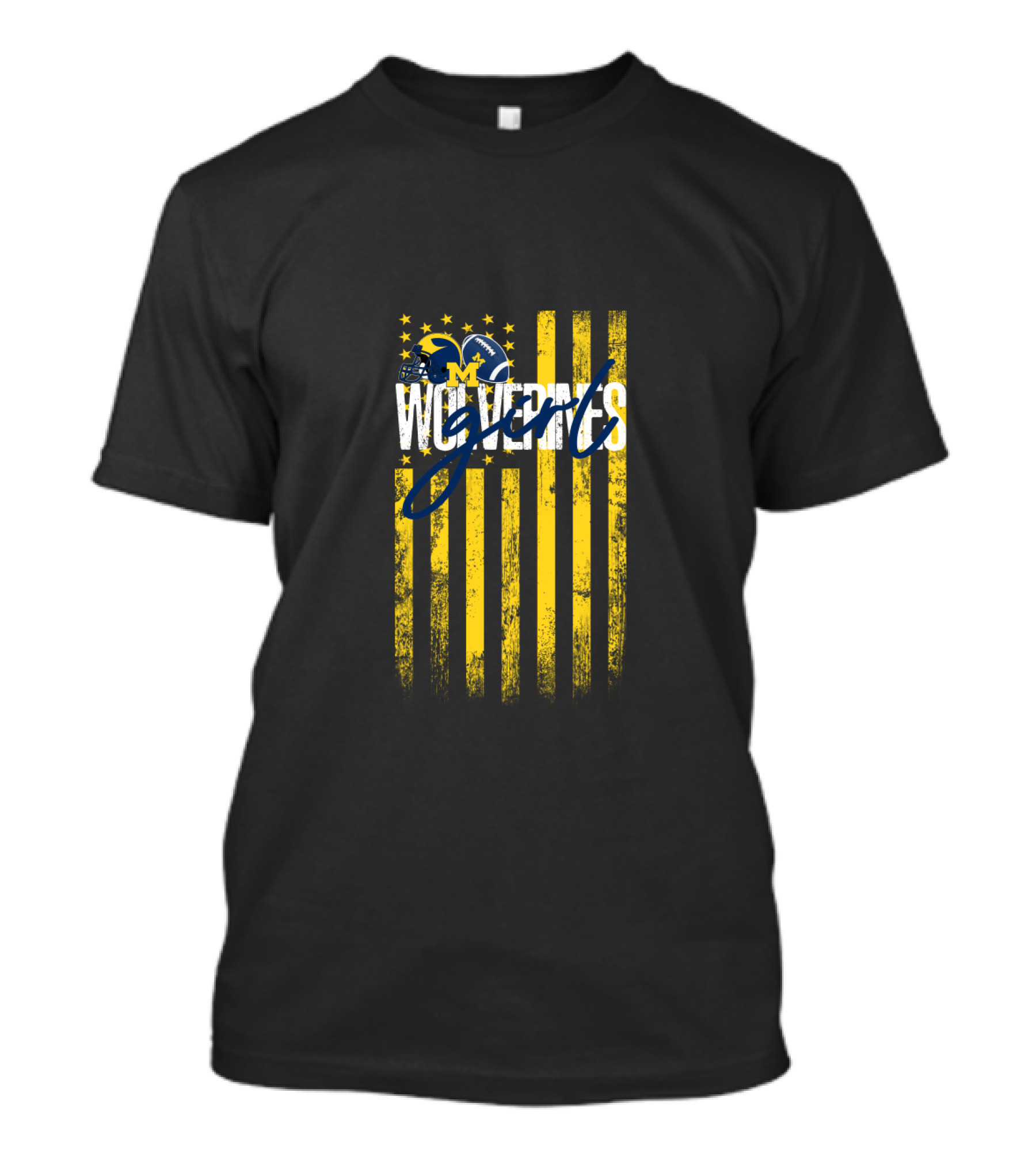 Wolverines American Flag Helmet Stars Stripes T-Shirt