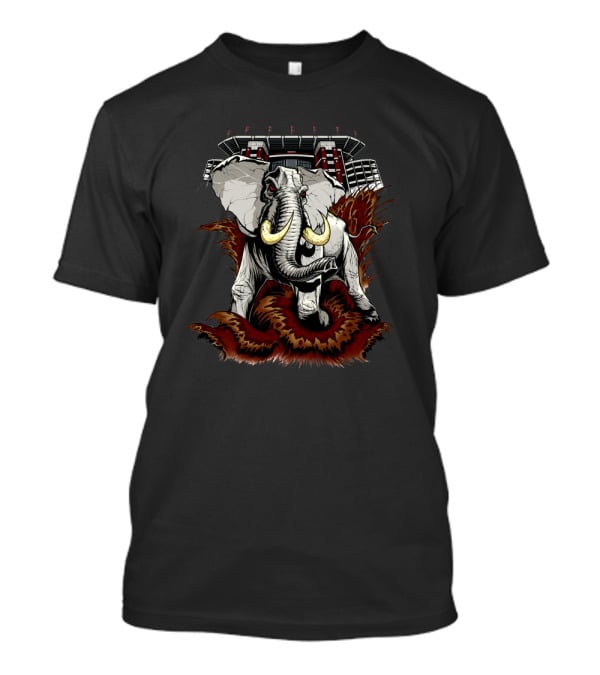 Elephant Charging In Front Of Stadium T-Shirt
