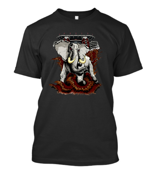 Elephant Charging In Front Of Stadium T-Shirt