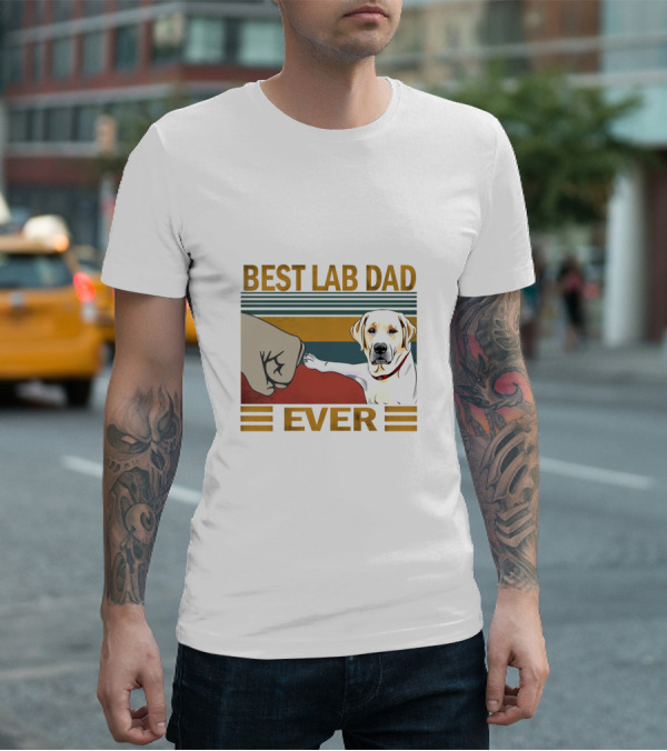 Best Lab Dad Ever Fist Bump With Yellow Labrador Retriever T-Shirt
