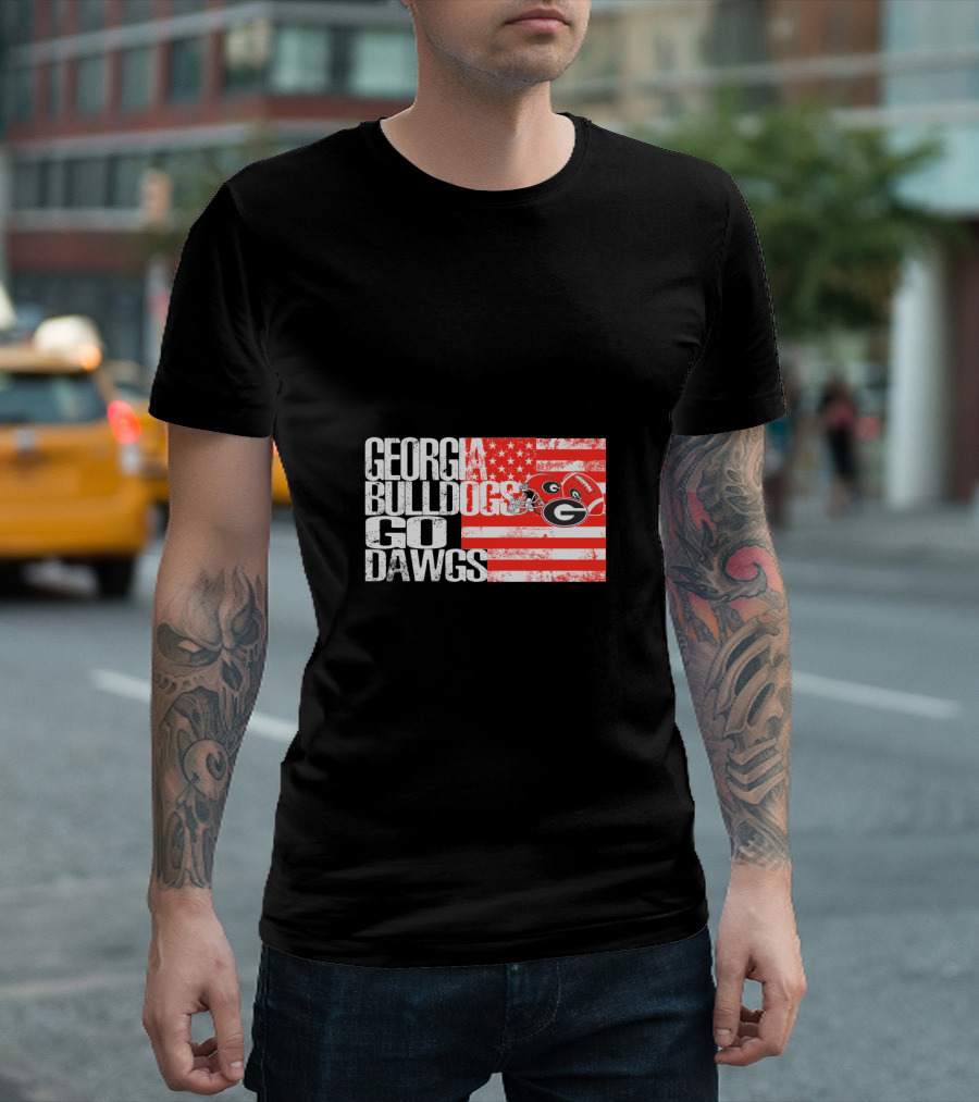 Georgia Bulldogs Go Dawgs American Flag T-Shirt