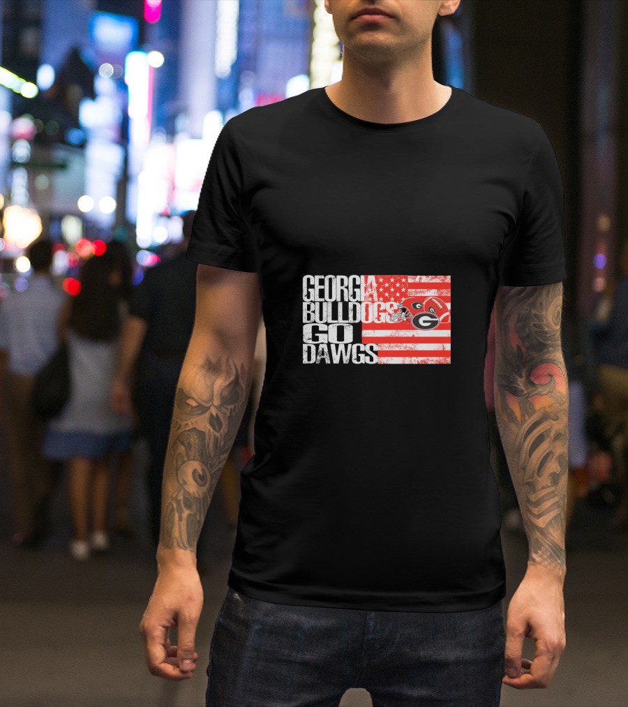 Georgia Bulldogs Go Dawgs American Flag T-Shirt
