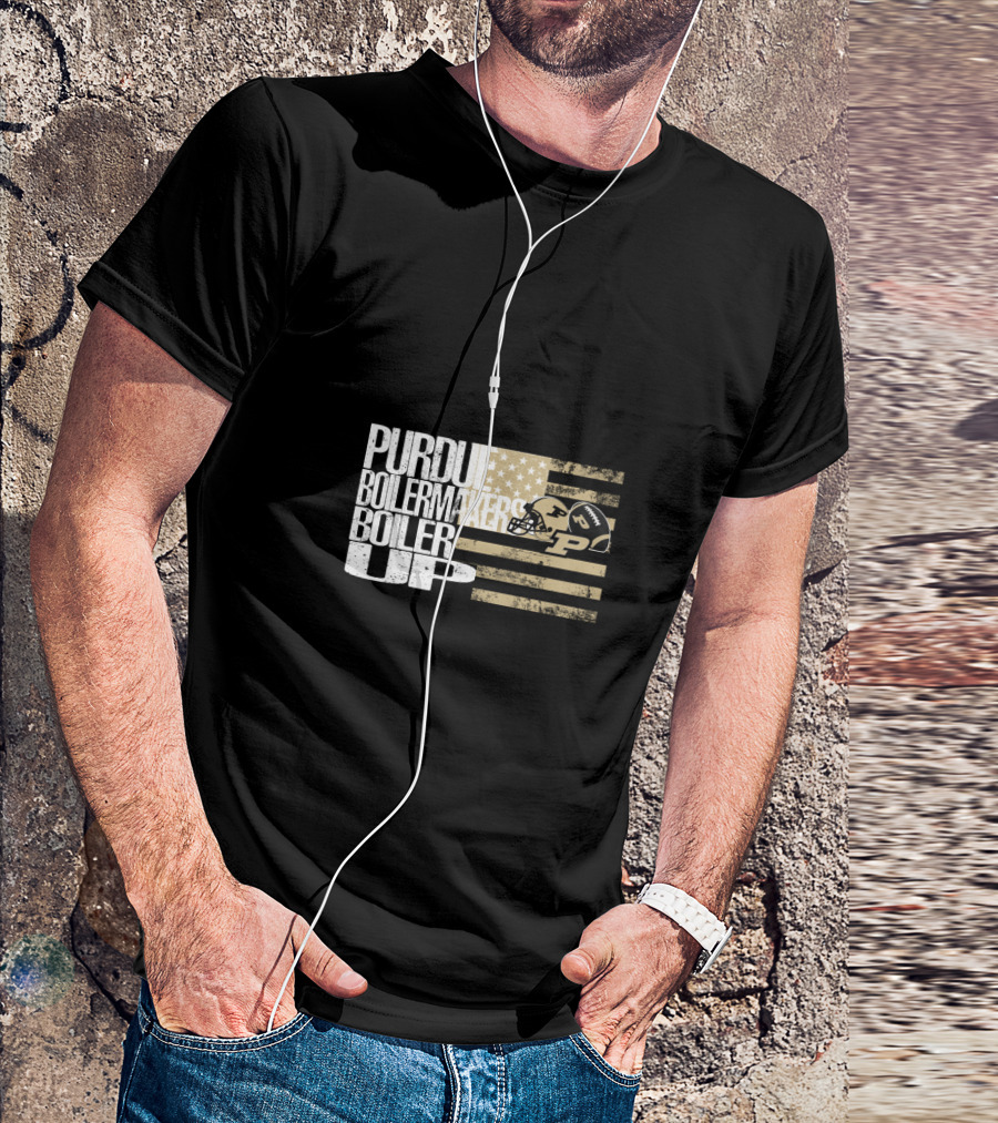 Purdue Boilermakers Boiler Up American Flag Football Helmet T-Shirt