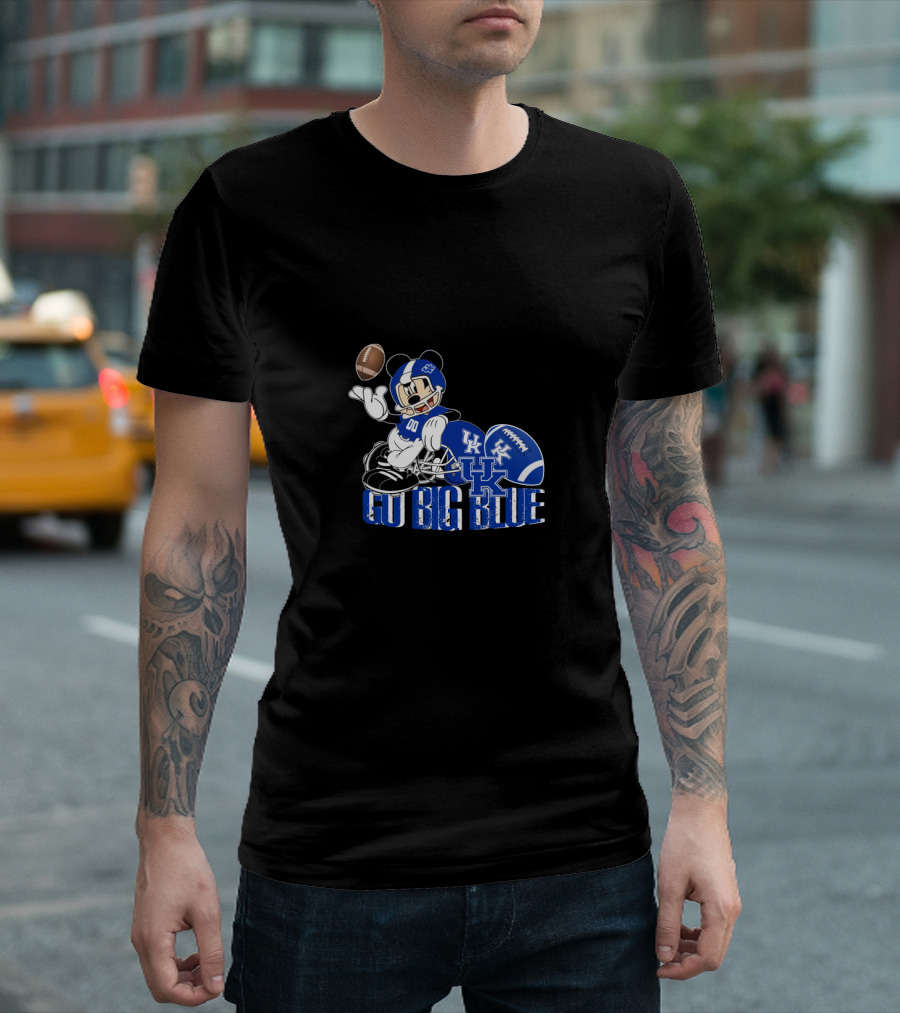 Mickey Mouse Kentucky Wildcats Football Go Big Blue T-Shirt