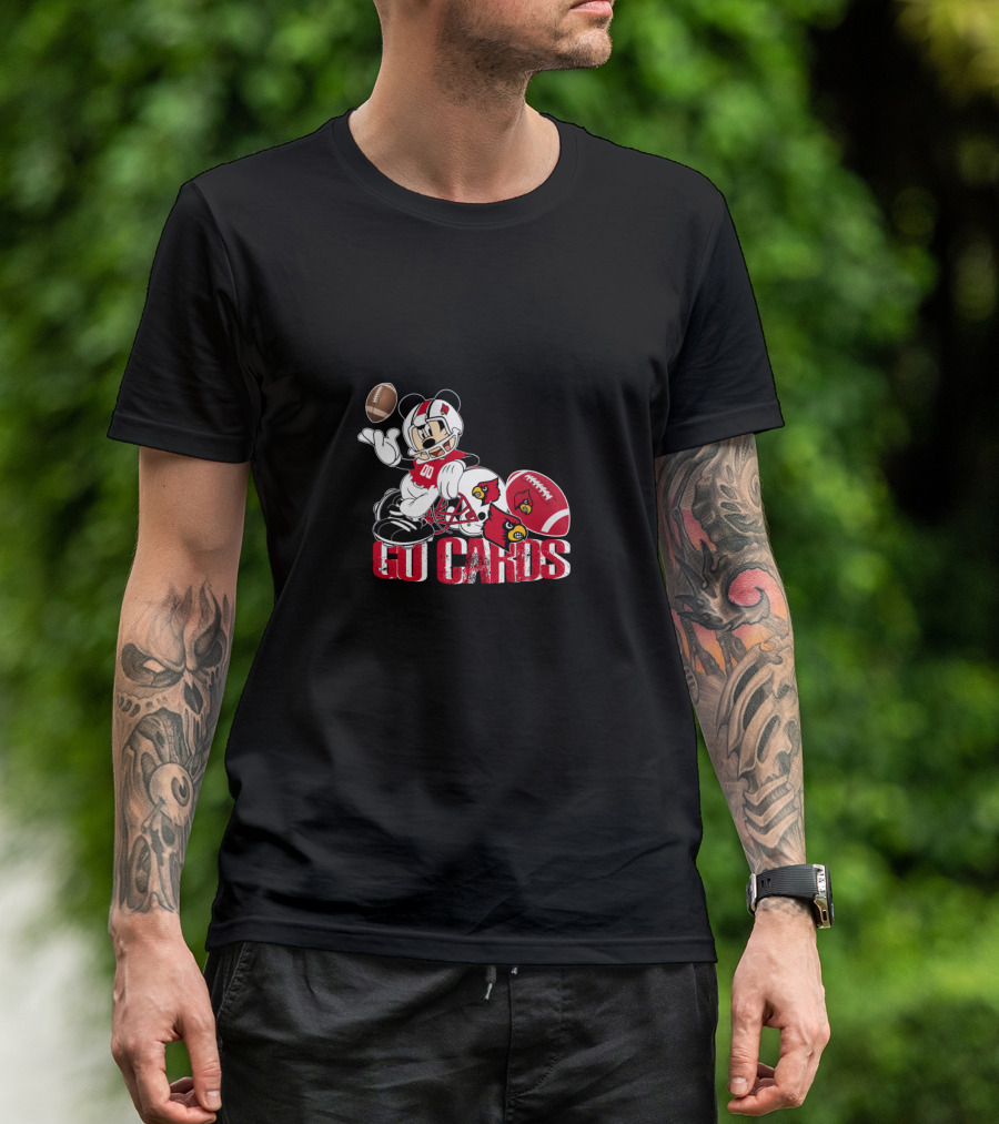 Mickey Mouse Football Go Cards Louisville Cardinals Chtnca8013 T-Shirt