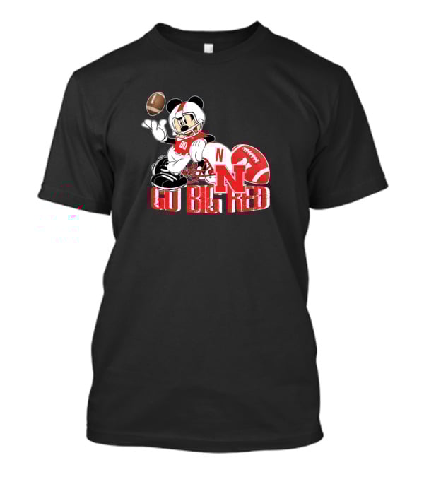 Go Big Red Nebraska Mickey Football T-Shirt
