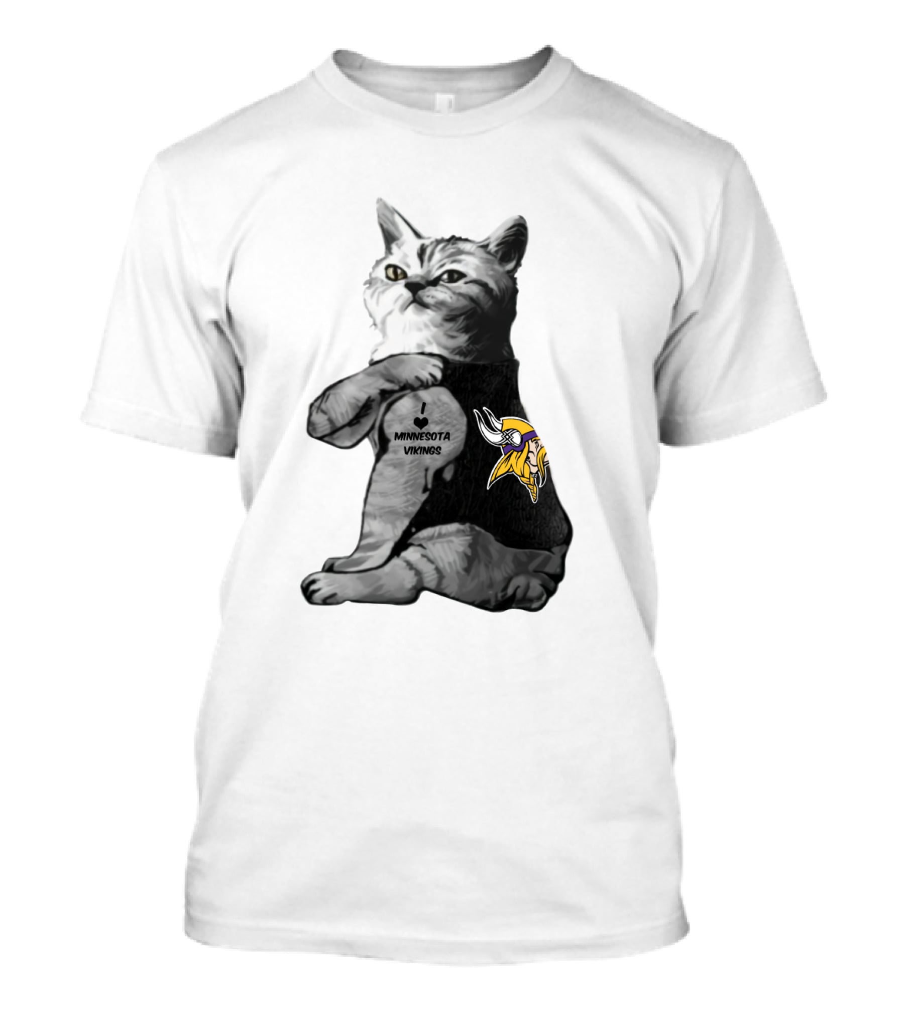 Minnesota Vikings Cat Hugging Football With Logo T-Shirt