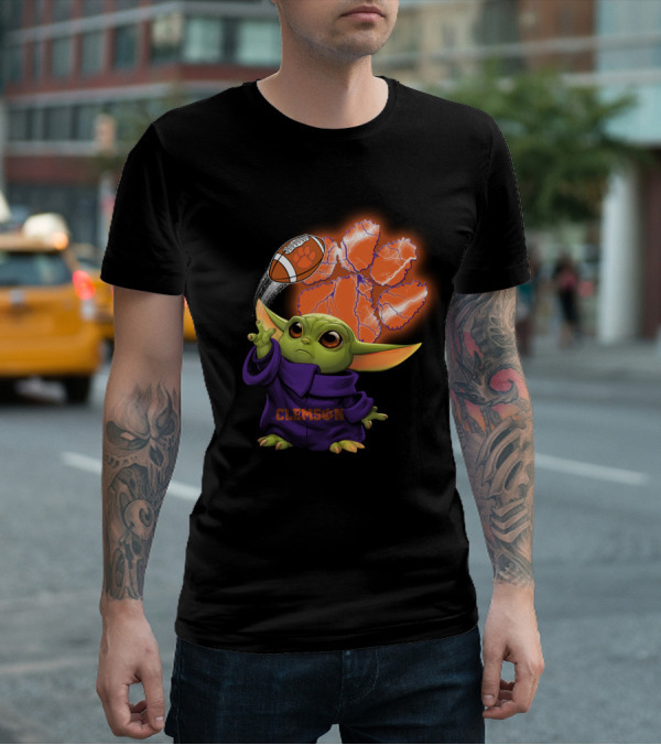 Clemson Football Paw And Baby Alien Character T-Shirt