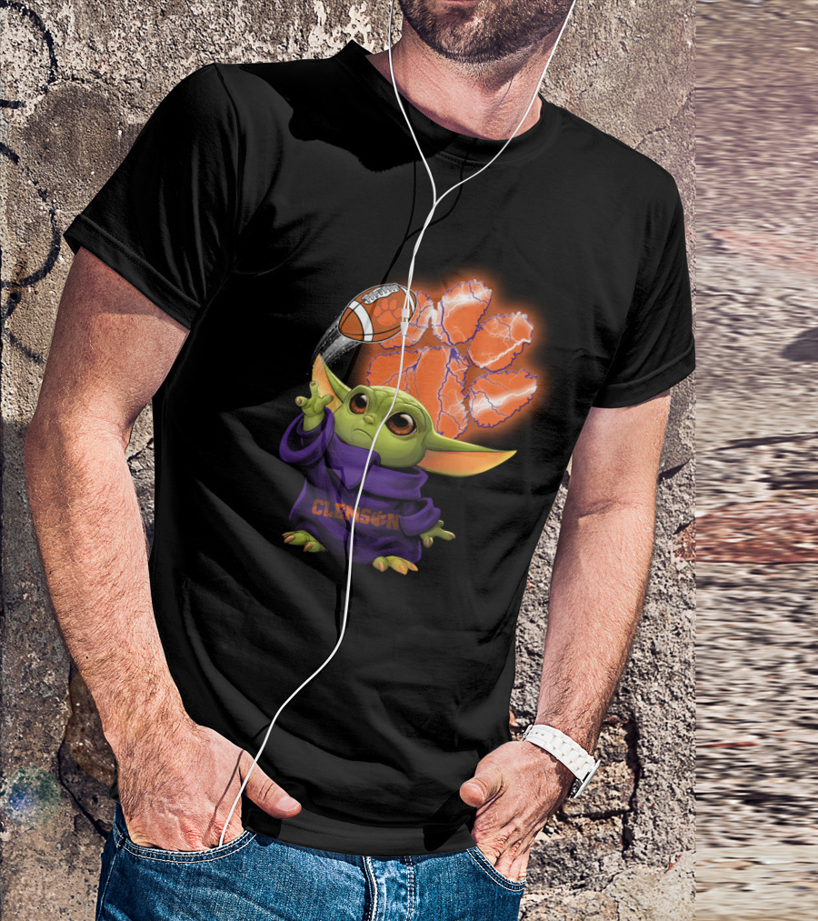 Clemson Football Paw And Baby Alien Character T-Shirt