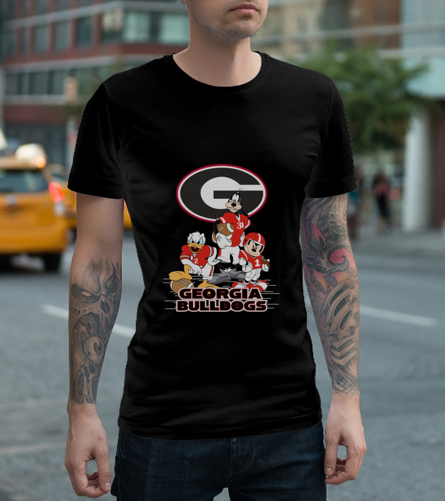 Georgia Bulldogs Disney Characters Football Collaboration T-Shirt