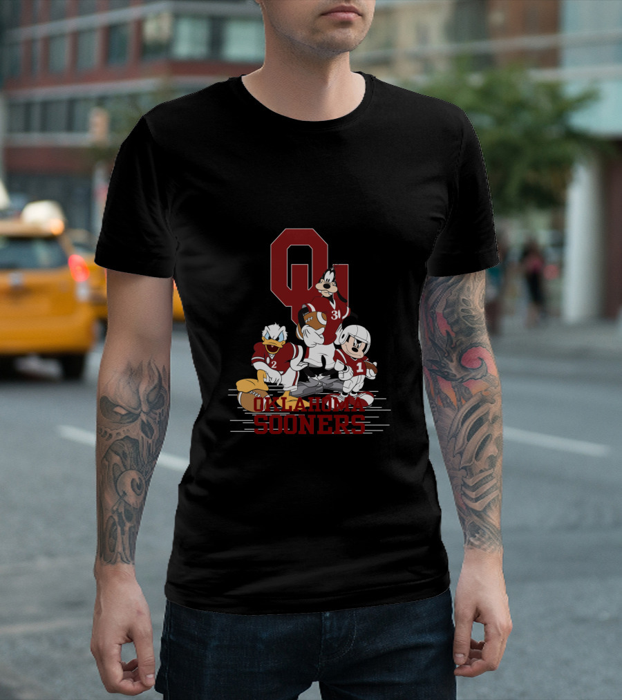Oklahoma Sooners Disney Characters Football Team Collaboration Chtnca10012 T-Shirt