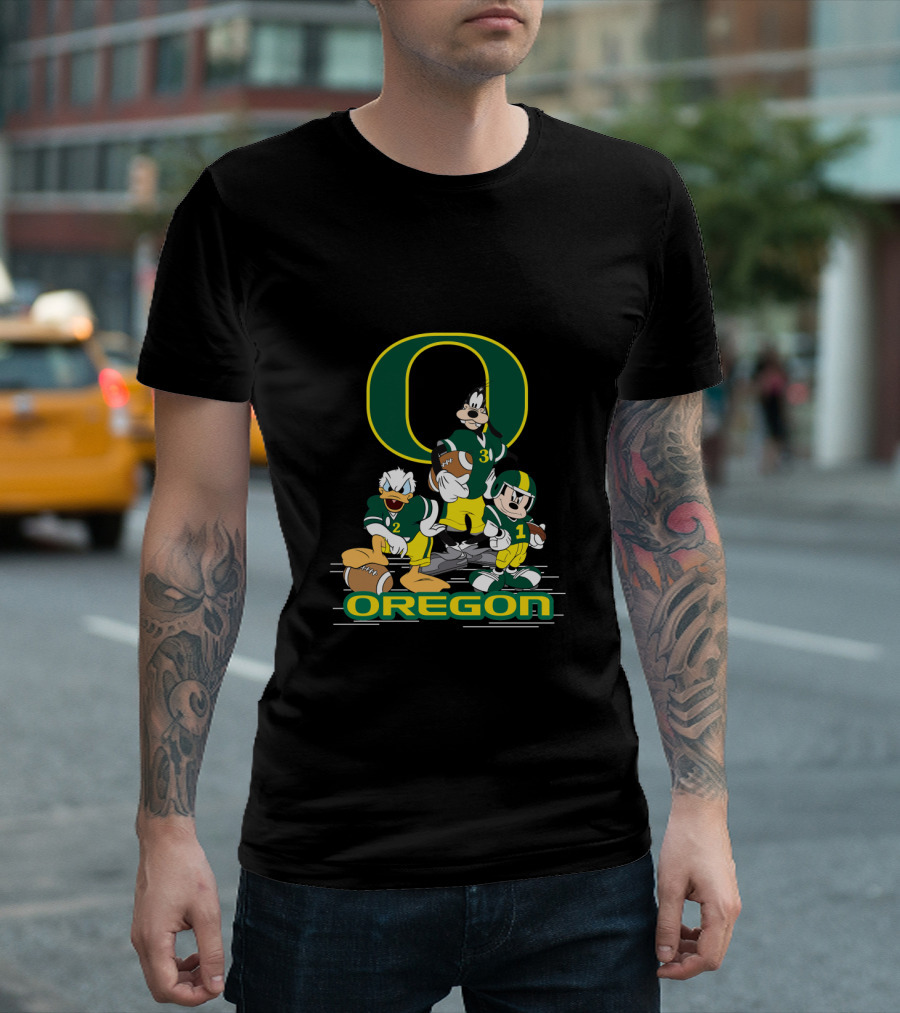 Chtnca10025 Oregon Football Donald Duck Goofy Mickey Mouse T-Shirt