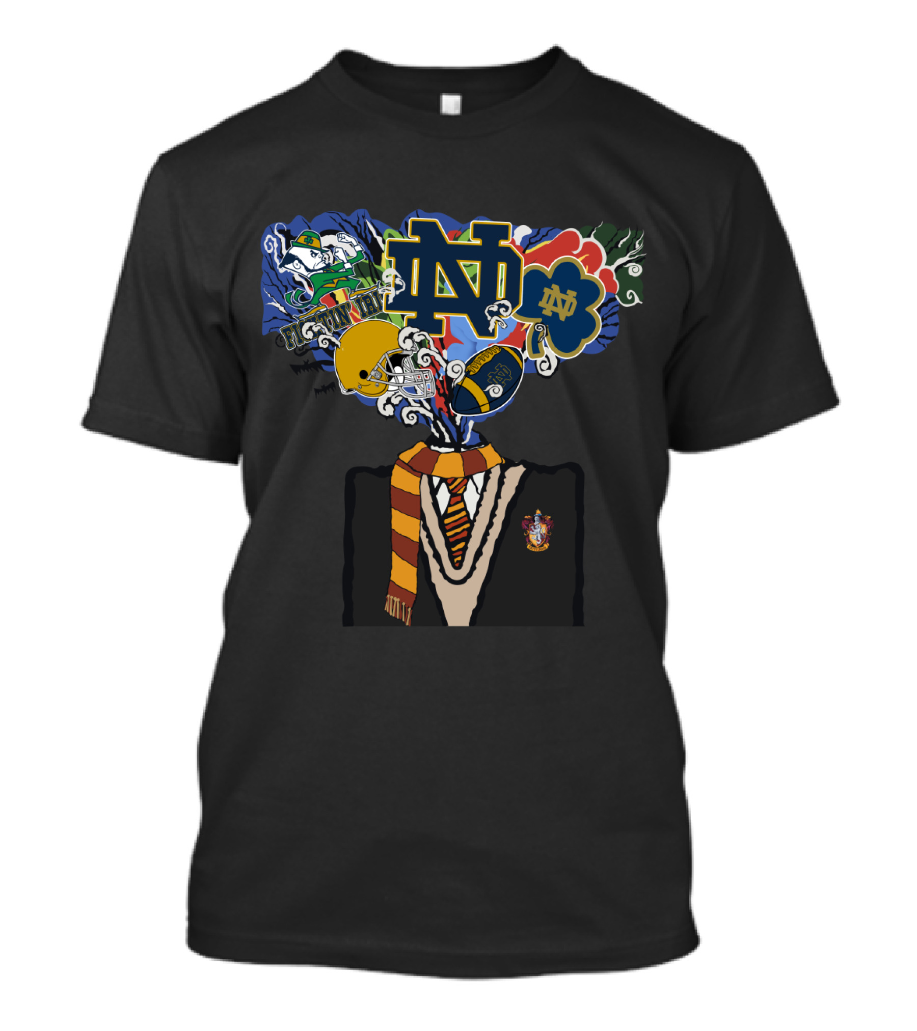 Chtnca11019 Notre Dame Fighting Irish And Hogwarts Inspired Crossover T-Shirt