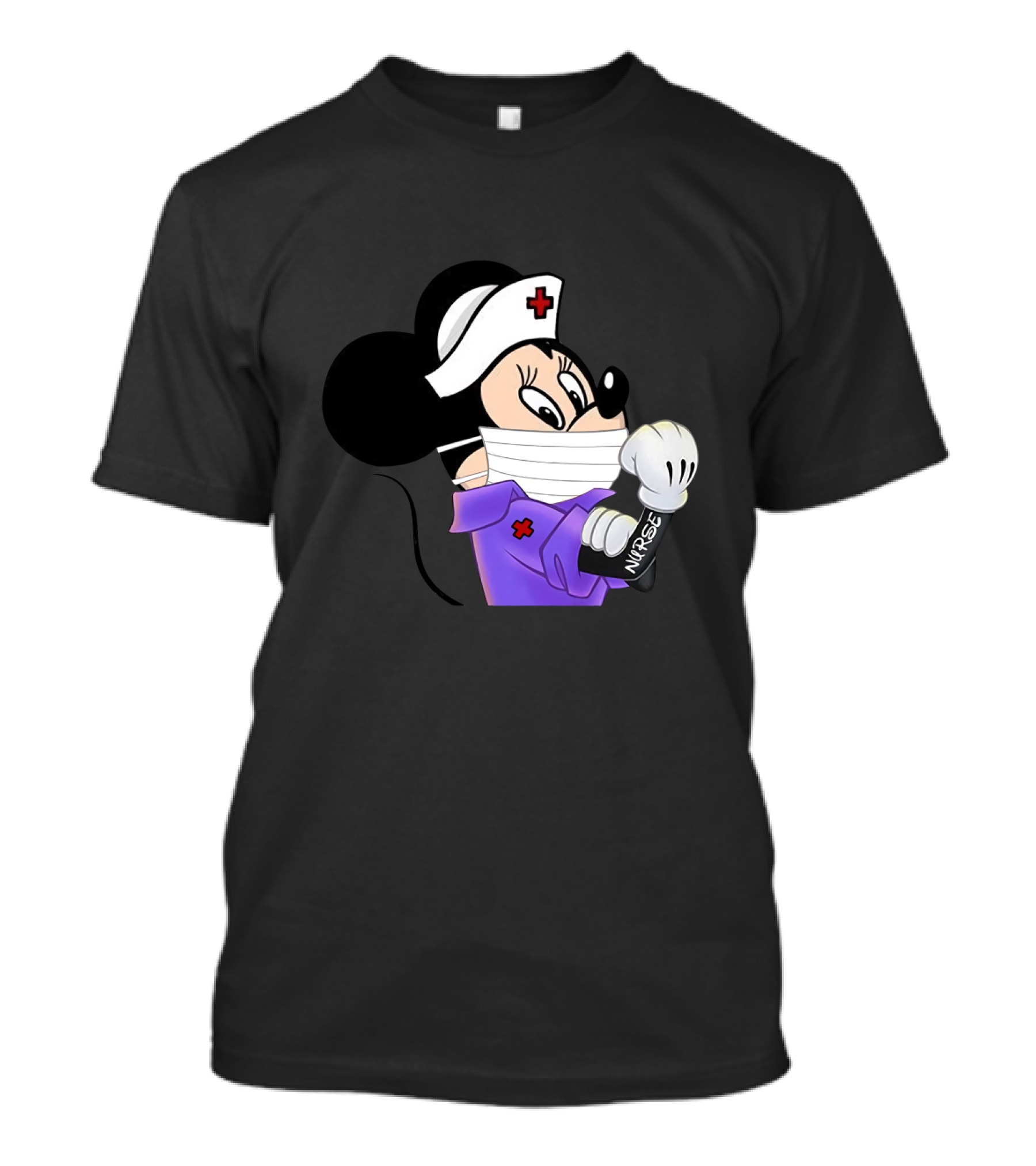 Mickey Nurse Character In Medical Uniform With Mask And Gloves T-Shirt