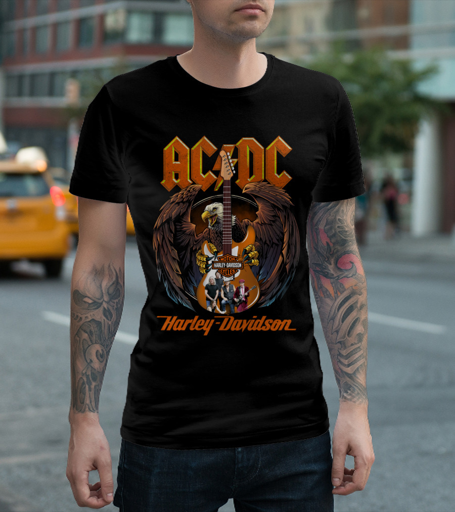 Ac Dc Harley Davidson Motorcycles Eagle Guitar Band Members T-Shirt