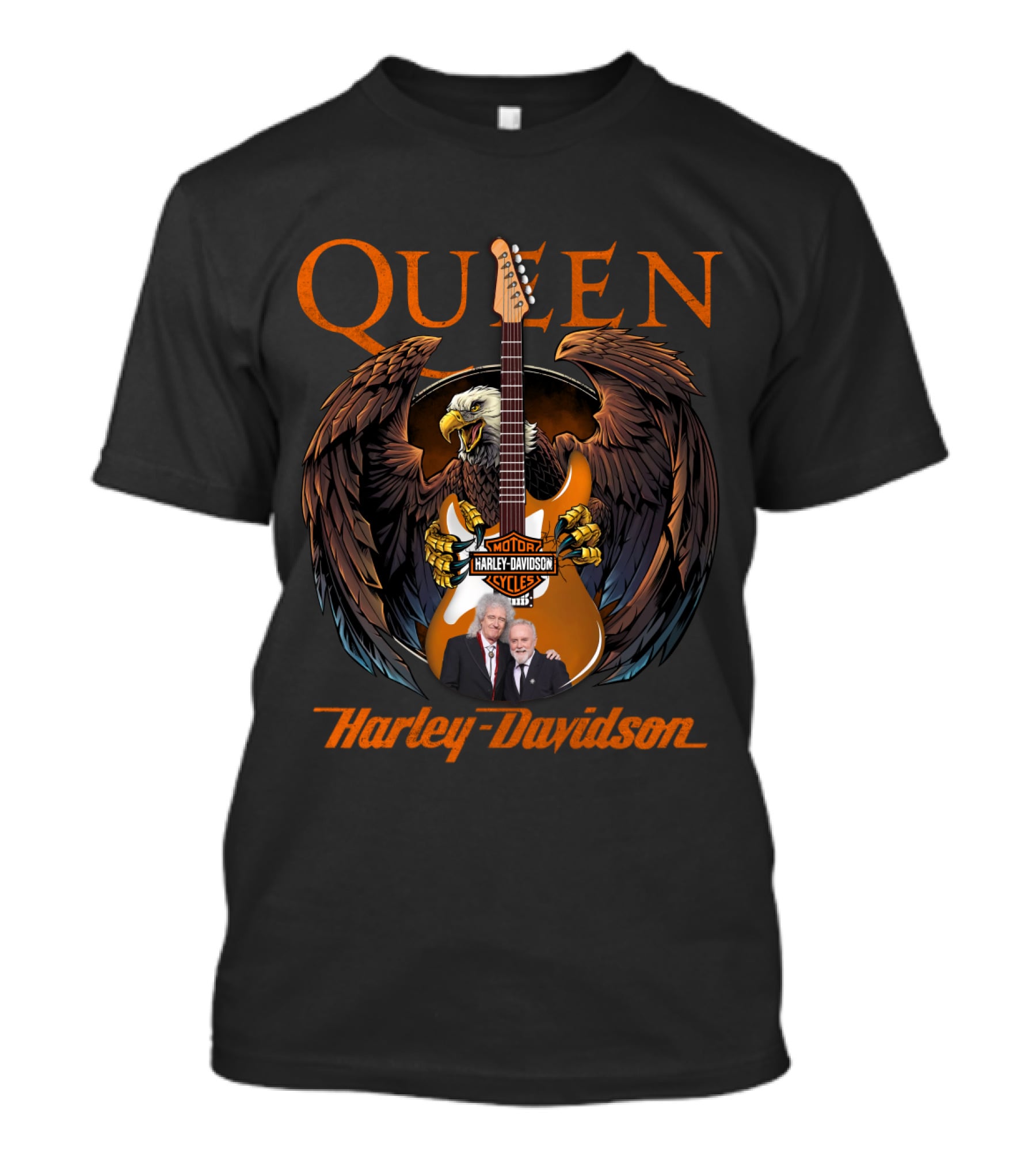 Queen Harley Davidson Motorcycles Eagle Guitar T-Shirt