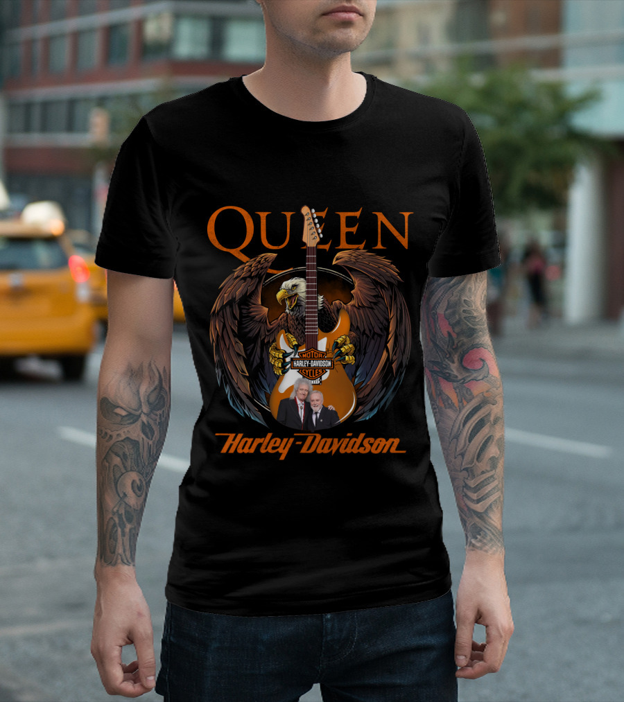 Queen Harley Davidson Motorcycles Eagle Guitar T-Shirt