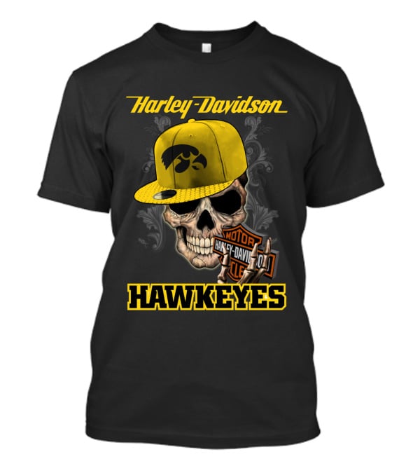 Harley Davidson Skull Iowa Hawkeyes T-Shirt