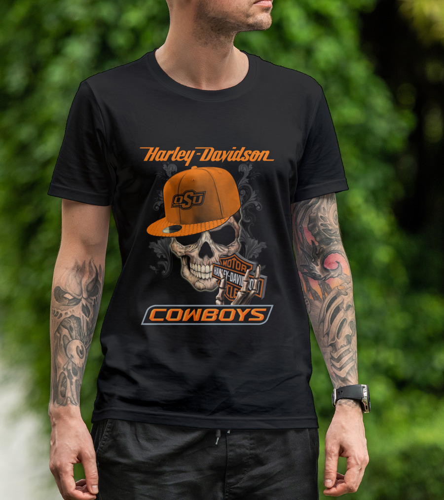 Harley Davidson Osu Cowboys Skull T-Shirt