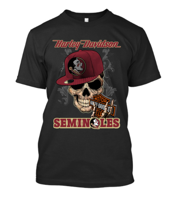 Harley Davidson Skull With Florida State Seminoles Cap T-Shirt