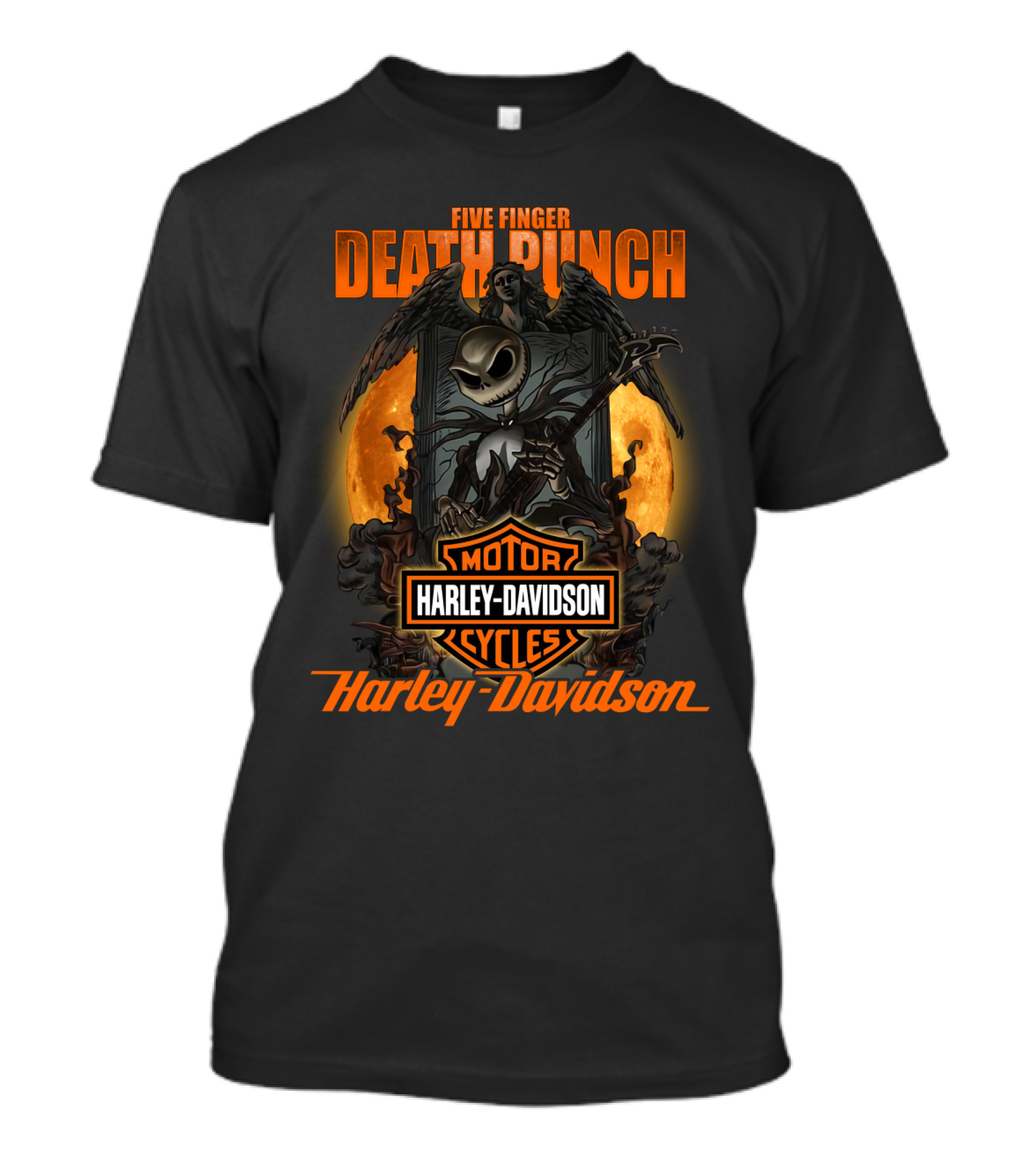 Five Finger Death Punch Harley Davidson Motorcycles Skeleton Reaper T-Shirt
