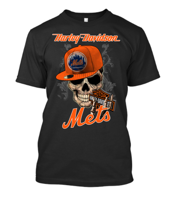 Harley Davidson Skull New York Mets Moto Style T-Shirt