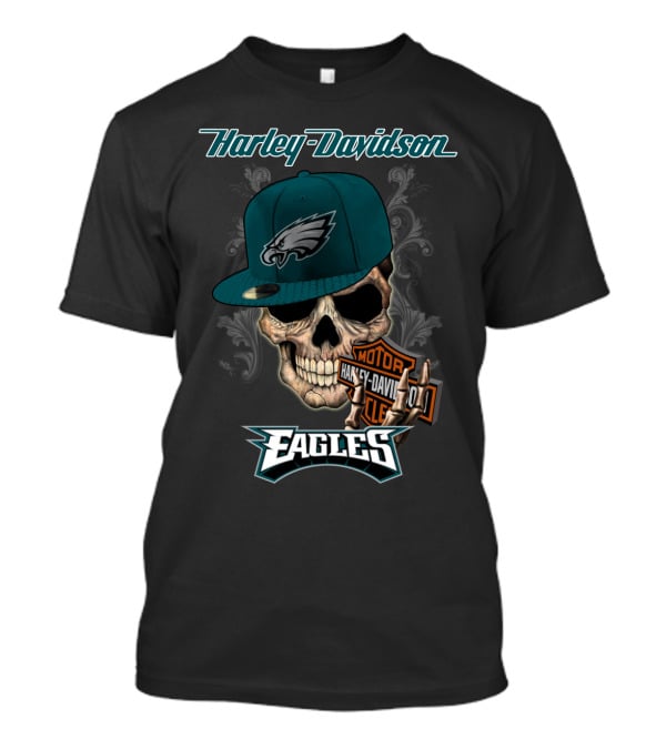 Philadelphia Eagles Harley Davidson Skull Cap T-Shirt