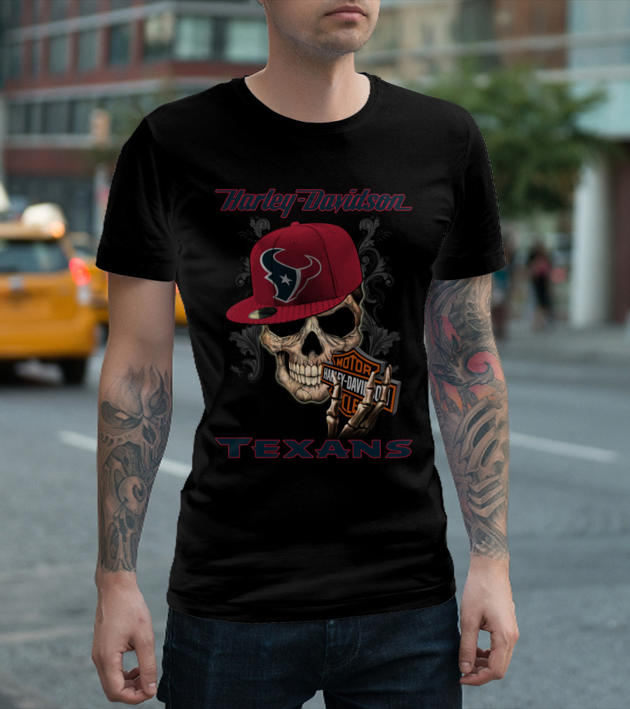 Harley Davidson Skull Houston Texans T-Shirt