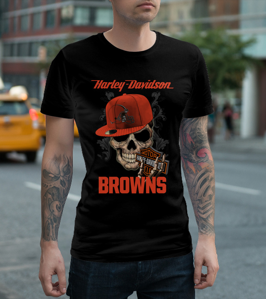 Harley Davidson Skull Cleveland Browns T-Shirt