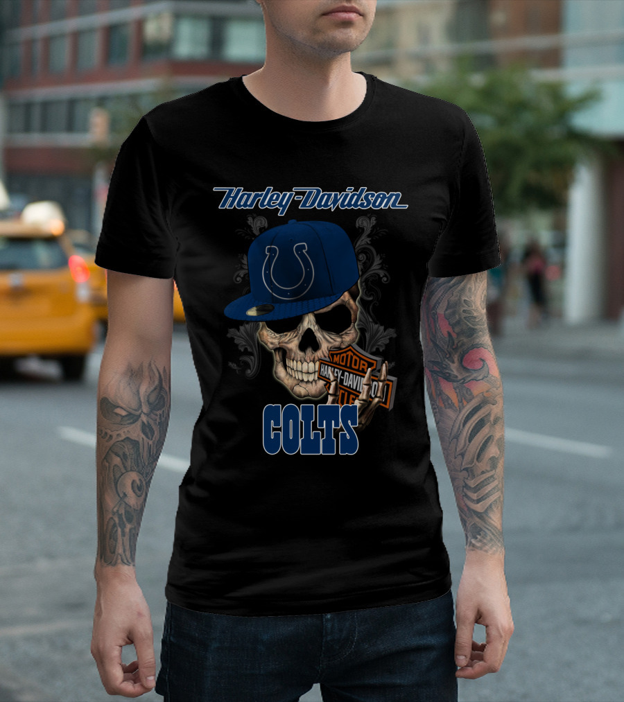 Harley Davidson Colts Skull Indianapolis T-Shirt