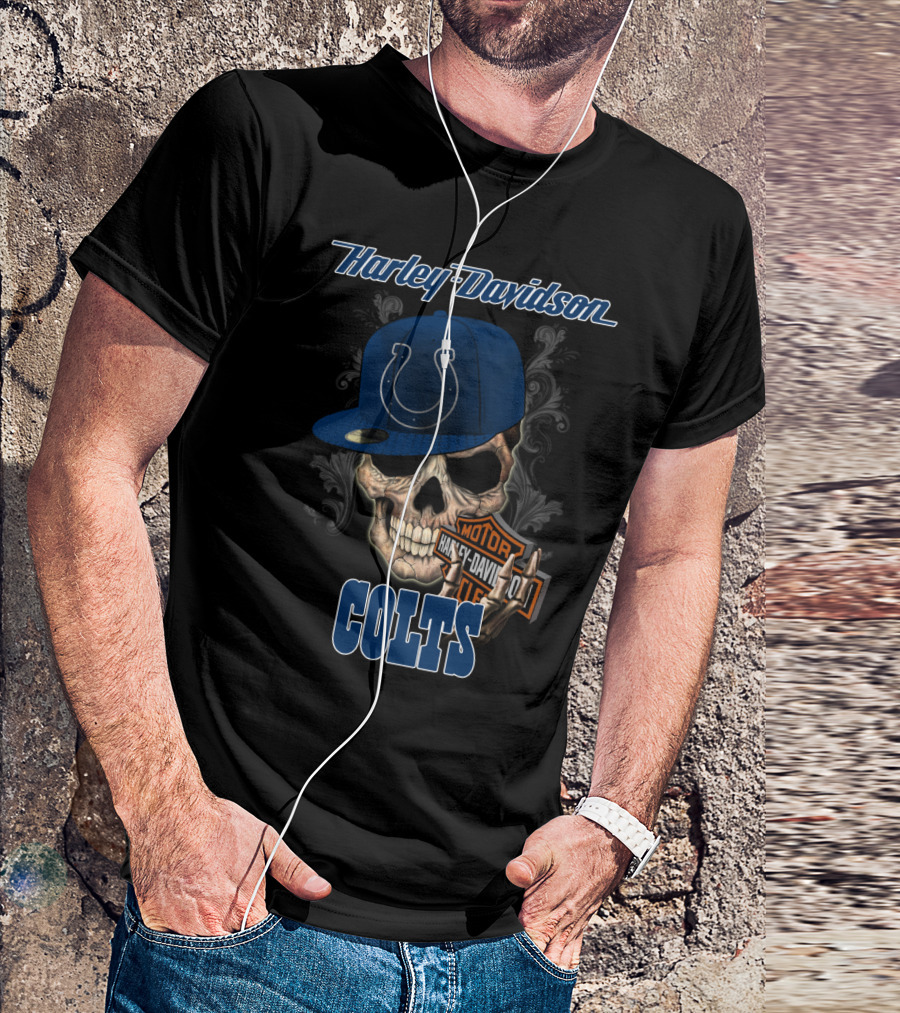 Harley Davidson Colts Skull Indianapolis T-Shirt