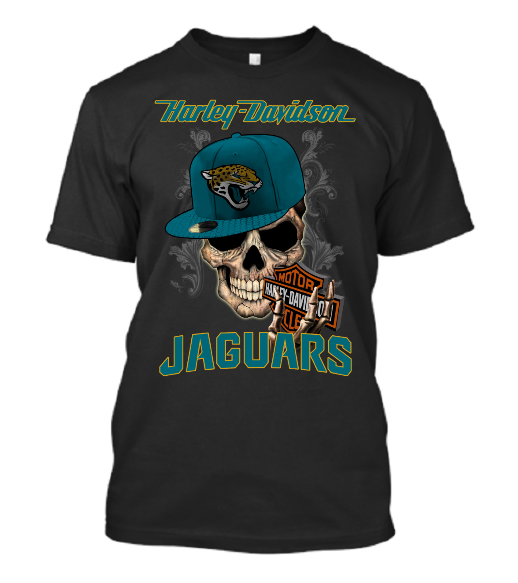 Harley Davidson Skull Jacksonville Jaguars Moto T-Shirt