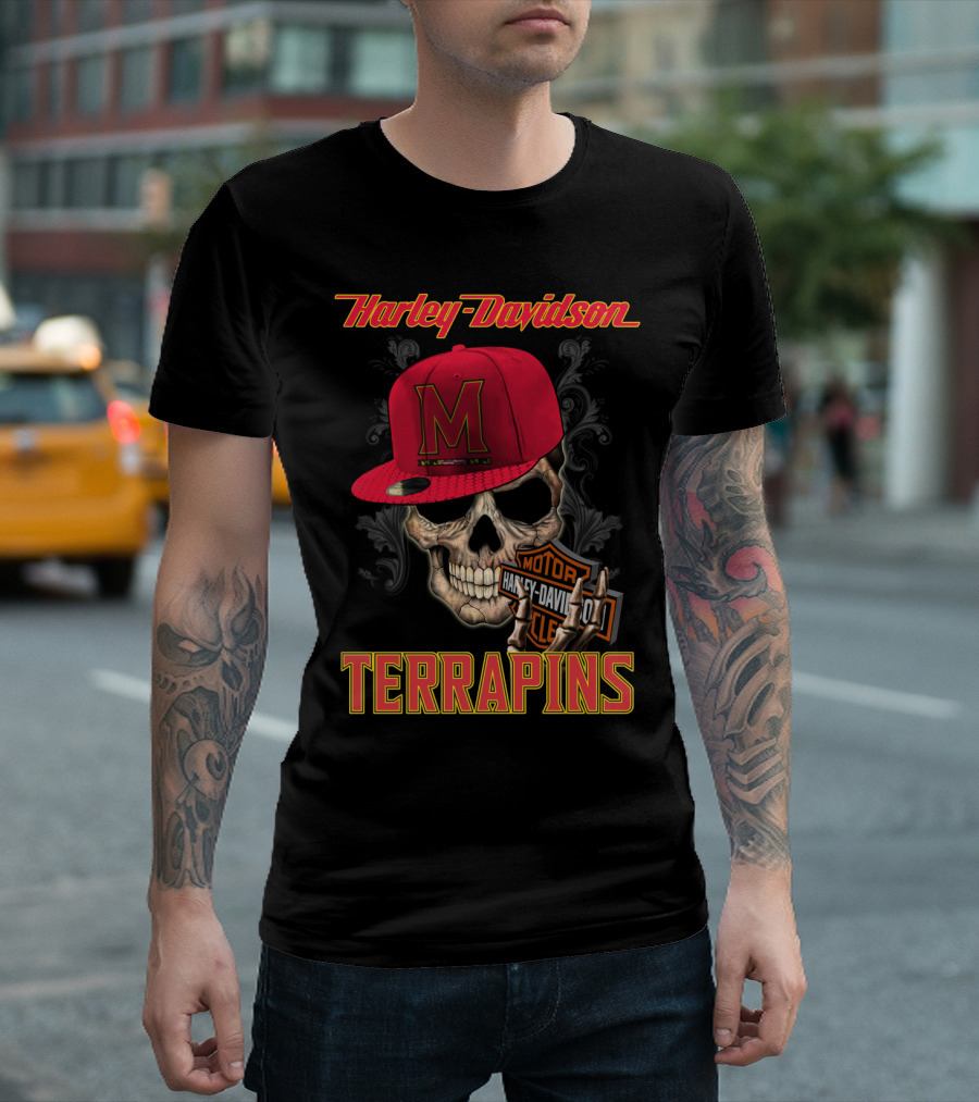 Harley Davidson Skull Maryland Terrapins T-Shirt