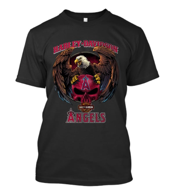 Harley Davidson Los Angeles Angels Eagle Skull T-Shirt