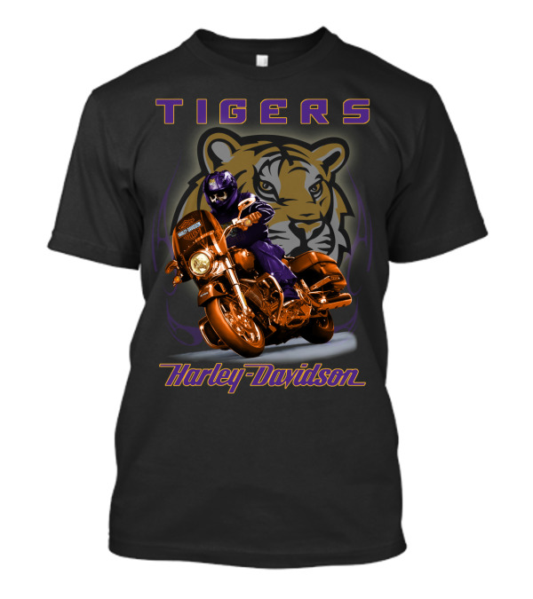 Tigers Harley Davidson Lsu Tigers Motorcycle Rider T-Shirt