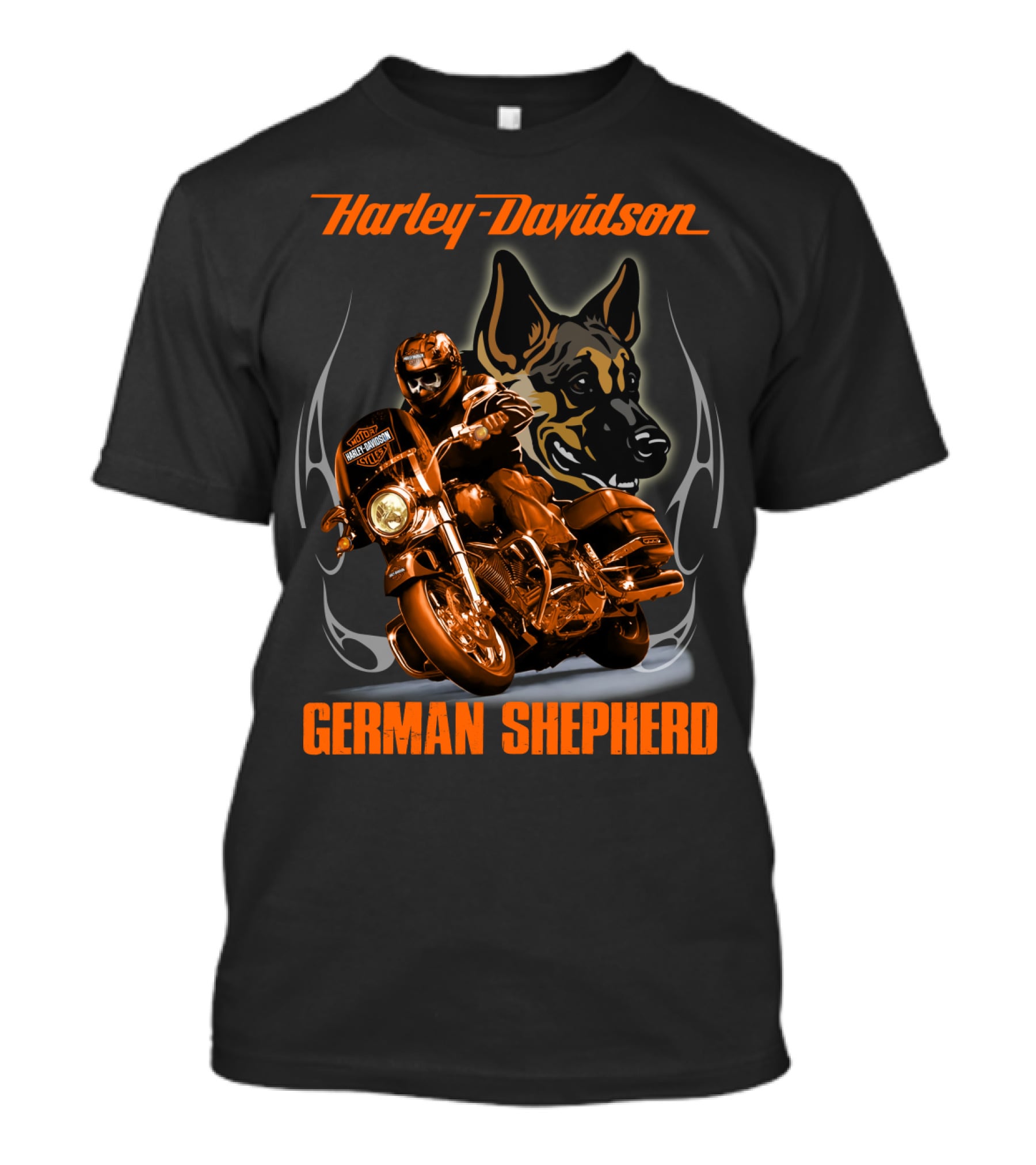 Harley Davidson German Shepherd Motorcycle Rider T-Shirt