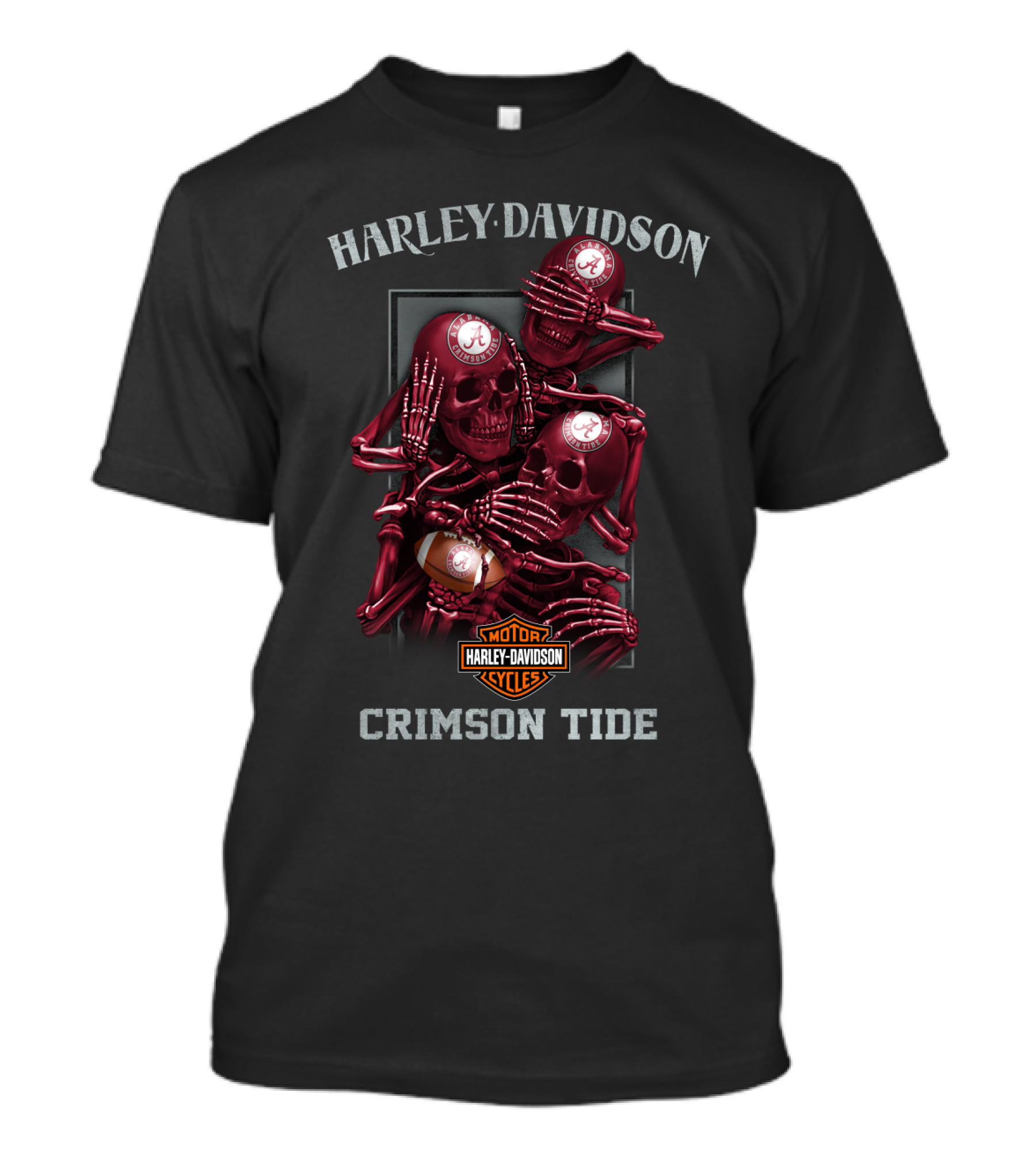 Harley Davidson Alabama Crimson Tide Motorcycles Skeletons T-Shirt