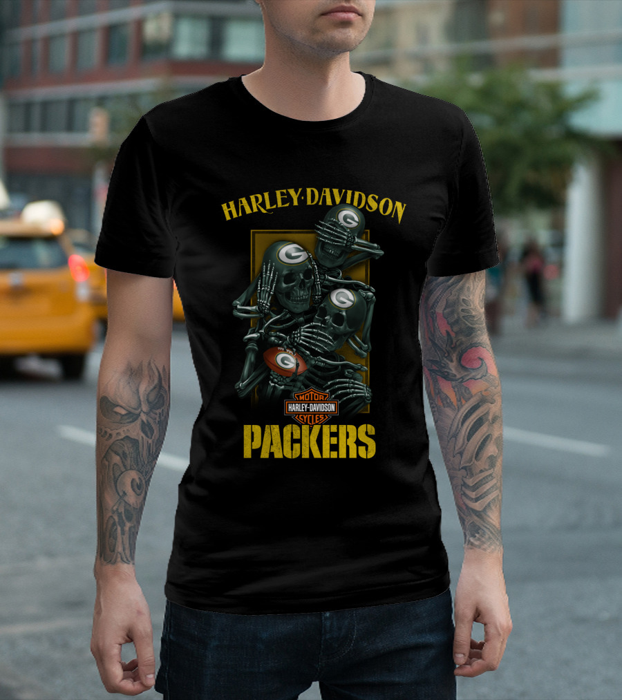 Harley Davidson Motor Cycles Packers Nfl Green Bay Packers T-Shirt