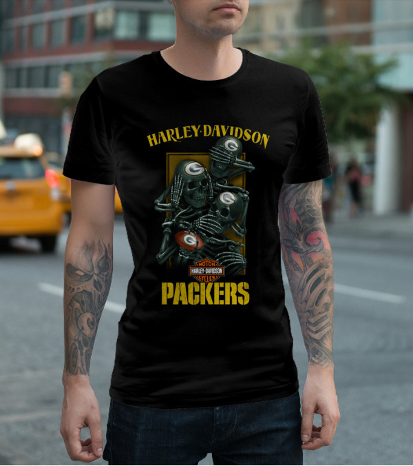 Harley Davidson Motor Cycles Packers Nfl Green Bay Packers T-Shirt