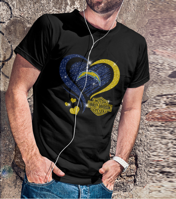 Los Angeles Chargers Harley Davidson Heart T-Shirt