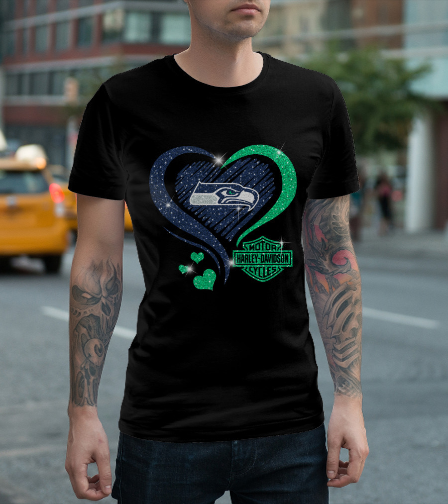 Harley Davidson Heart Seattle Seahawks T-Shirt