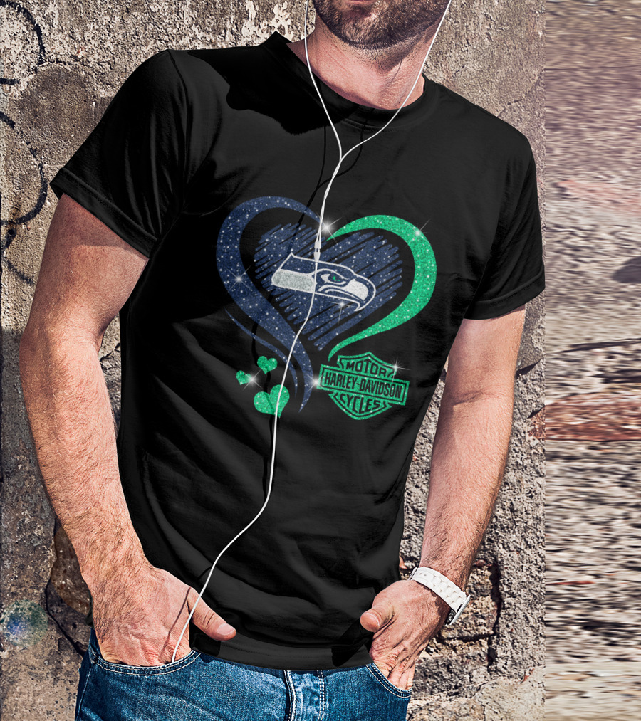 Harley Davidson Heart Seattle Seahawks T-Shirt
