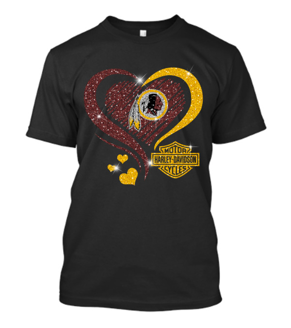 Motor Harley Davidson Cycles Washington Redskins Heart T-Shirt