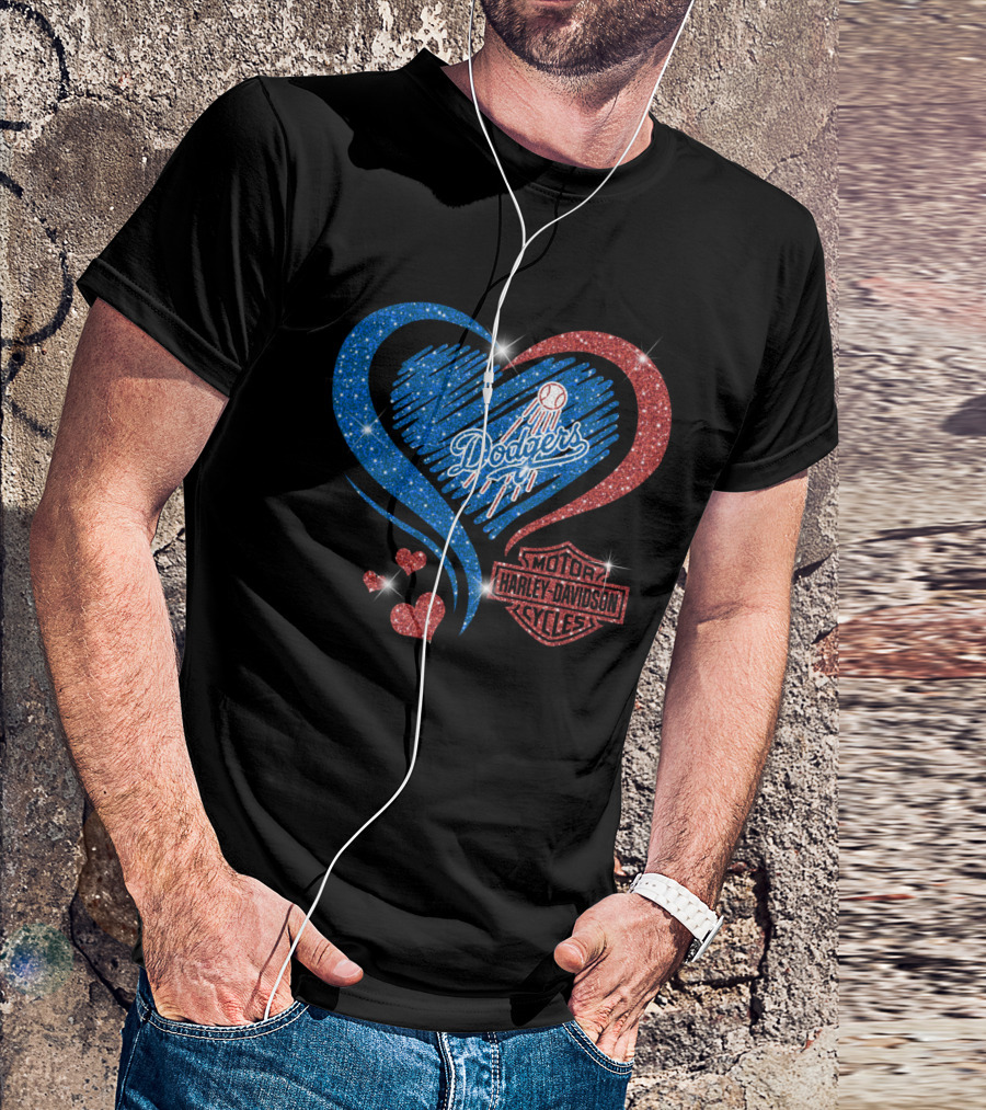 Los Angeles Dodgers Harley Davidson Heart T-Shirt