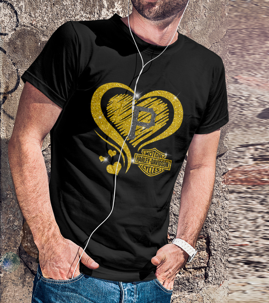 Pittsburgh Pirates Harley Davidson Sparkle Heart Logo Mlb Fan T-Shirt